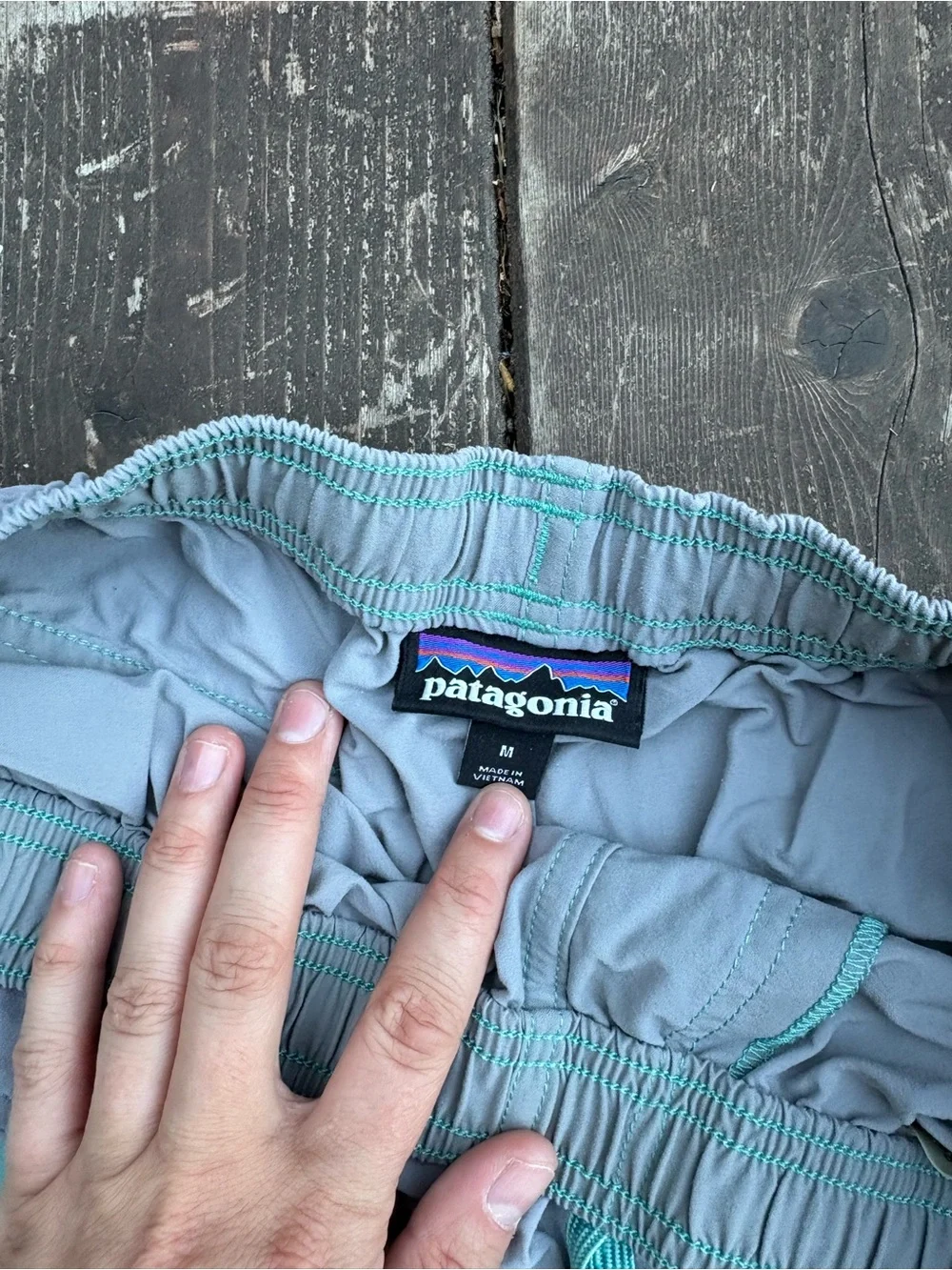 Patagonia Men's Medium Two-Tone Light Gray and Aqua Swim Trunks